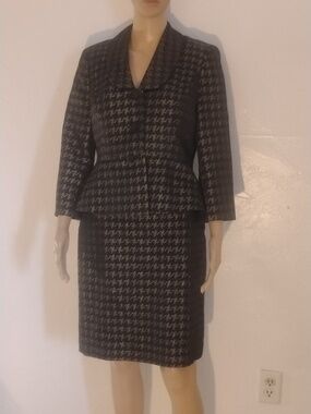 Albert Nipon Black Gold Metallic New Evening Event Suit Sz 6 Retail $298